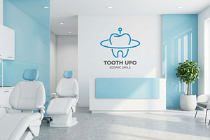 Tooth UFO Monoline Business Logo, a Graphic by Mightyfire