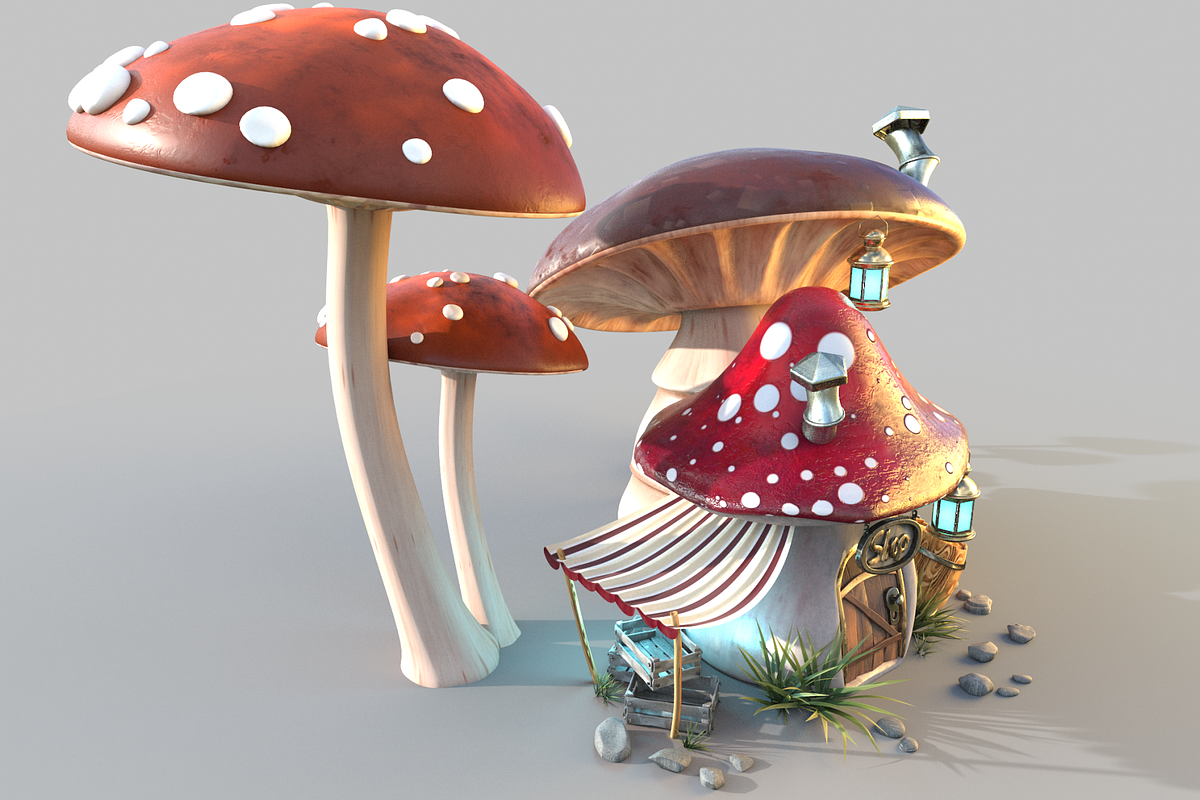 Cute mushroom house, an Architecture 3D Model by Cute & 3D (Photo 6 of 19)