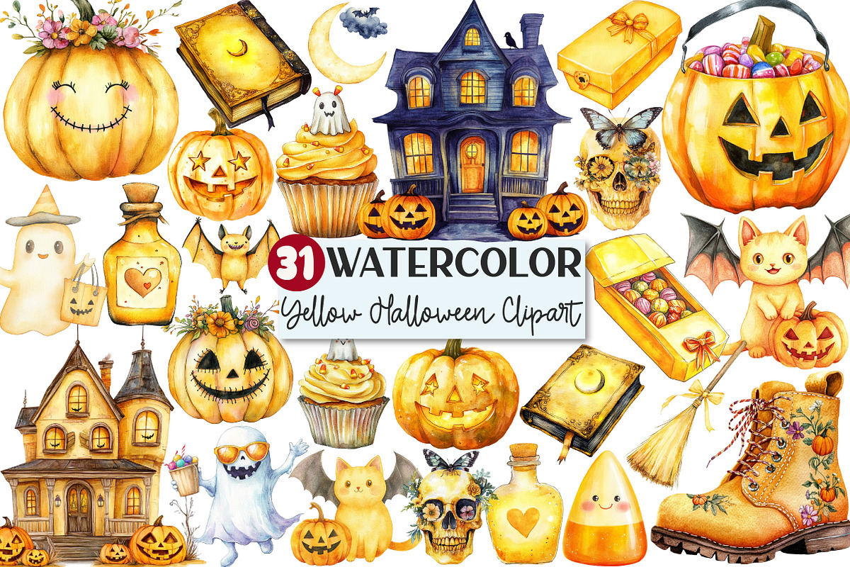 Yellow Halloween Clipart, an Illustration by Rose Art (Photo 1 of 7)