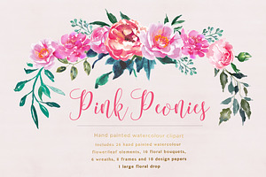 Pink Peonies Flower Clipart