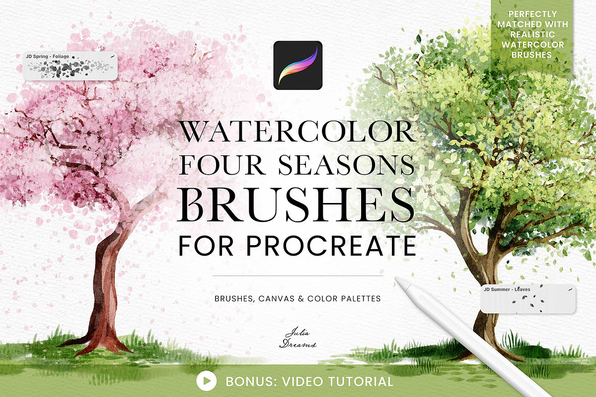 Watercolor Four Seasons Brushes, a Brush Add-On by Julia Dreams (Photo 1 of 6)