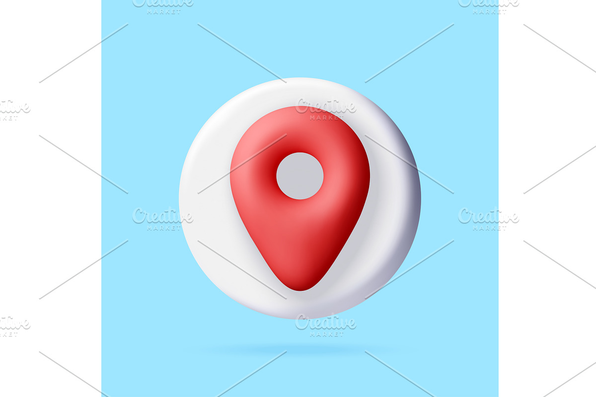 3D Red map pin icon on white circle., an Object Illustration by Abscent