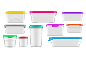 Realistic plastic food containers, a Food Illustration by Vector Tradition