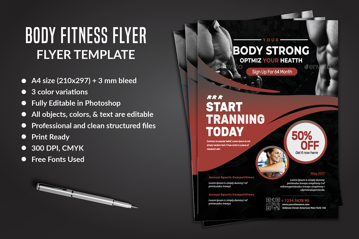 Body Fitness Flyer, a Flyer Template by TheGraphicsWorld (Photo 5 of 6)