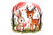 Whimsical Woodland Valentine Clipart, a Seasonal Illustration by Creative design (Thumbnail 7 of 7)