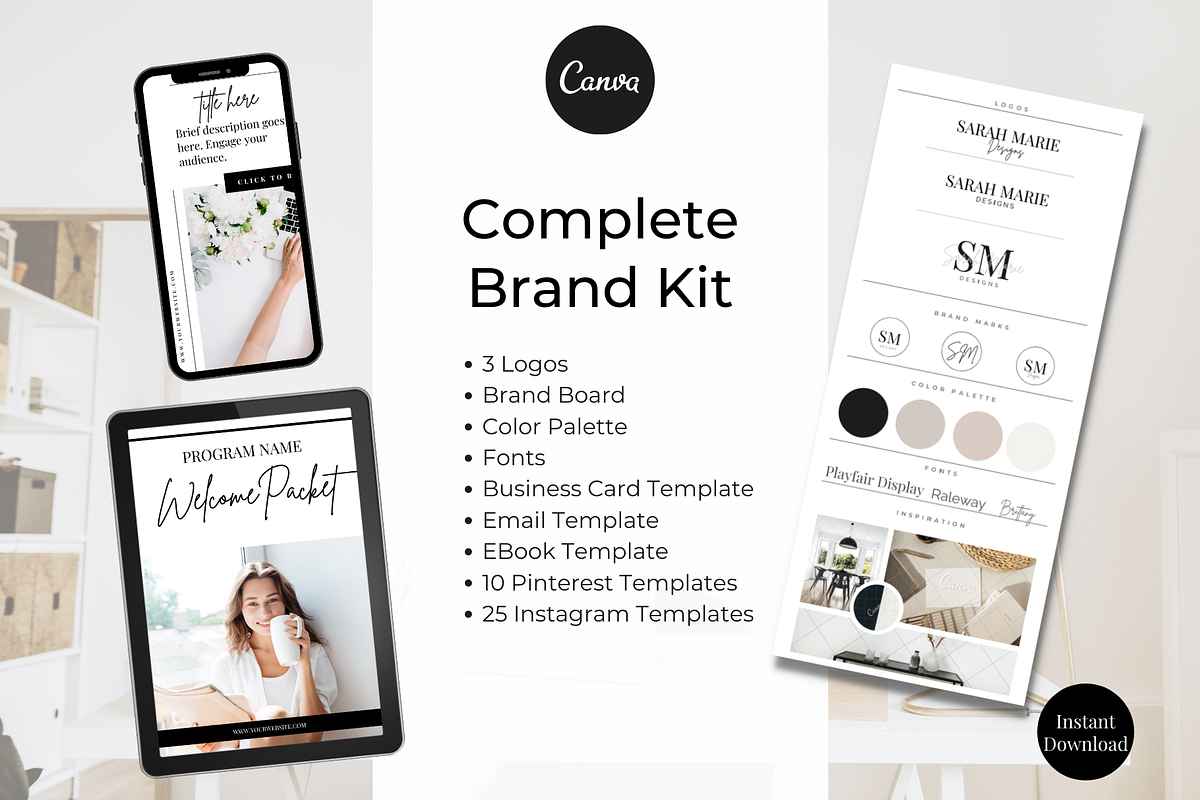 Complete Brand Kit, Minimalist Brand, a Templates & Theme by Joanna Lane Designs (Photo 1 of 6)