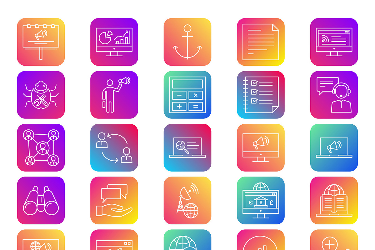 50 SEO Line Gradient Icons Set, an Outline Icon by shahsoft (Photo 4 of 5)
