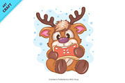 Cartoon Deer with Cookies. Clipart, an Animal Illustration by KENO Mascots (Thumbnail 2 of 3)