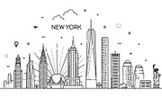 Linear banner of New York City, an Outline Icon by Tettygreen (Thumbnail 1 of 2)