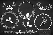 Chalkboard Holly Vectors & Paper, an Illustration by Amanda Ilkov (Thumbnail 1 of 5)