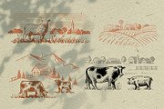 Vintage village. Vector set., an Animal Illustration by bioraven (Thumbnail 7 of 13)