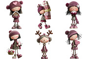 Quirky Christmas Cute Girl Clipart, an Illustration by Craft Nest (Thumbnail 6 of 8)
