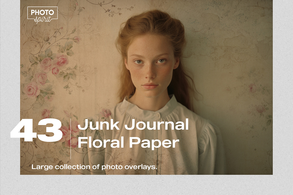 Junk Journal Floral Paper Overlays, a Brushes & More by PhotoSpirit (Photo 1 of 8)