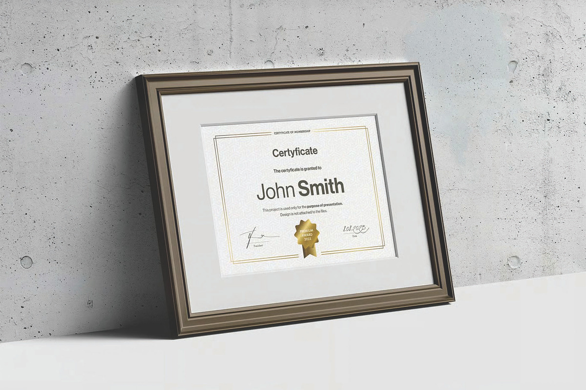 A4 Passe Partout Certificate Mockup, an Advertising Mockup by DesignRushMarket (Photo 7 of 13)