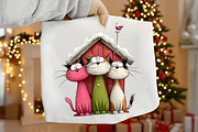 Whimsical Christmas Cats Clipart, an Illustration by Canvas Craft (Thumbnail 4 of 6)