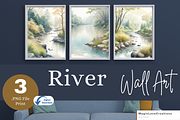 River Watercolor Landscape Print Art, a Poster Template by MagicLove Creations (Thumbnail 1 of 8)