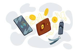 Crypto wallet vector, a Finance Illustration by Things for designers