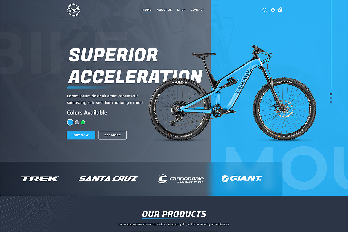 Bike Shop Homepage Ui, a Landing Page Template by HidajetBeqaj (Photo 5 of 5)