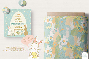 Easter Bunnies Clipart & Patterns