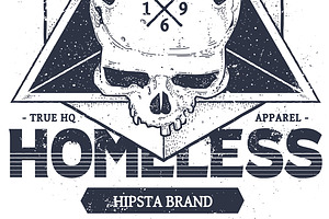 Homeless 2 Vector Dotwork Skull