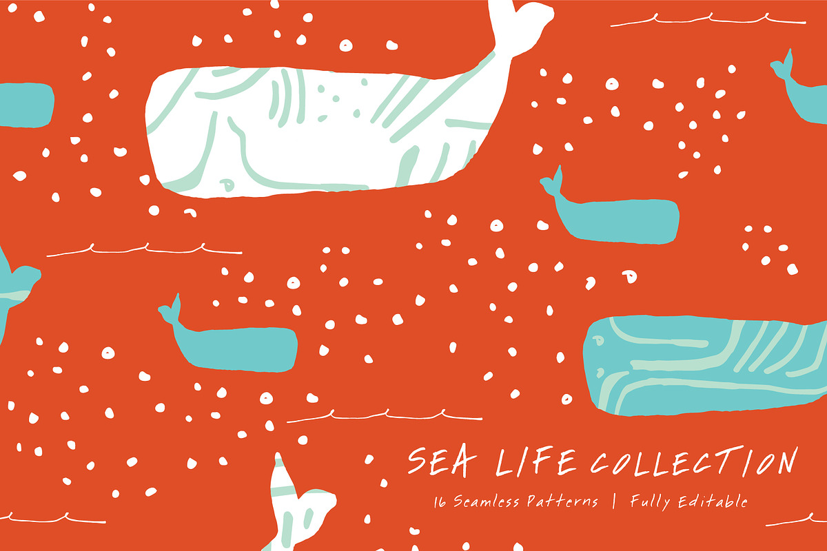 Sea life | Seamless Patterns, a Pattern Graphic by The Collective Studio (Photo 1 of 8)