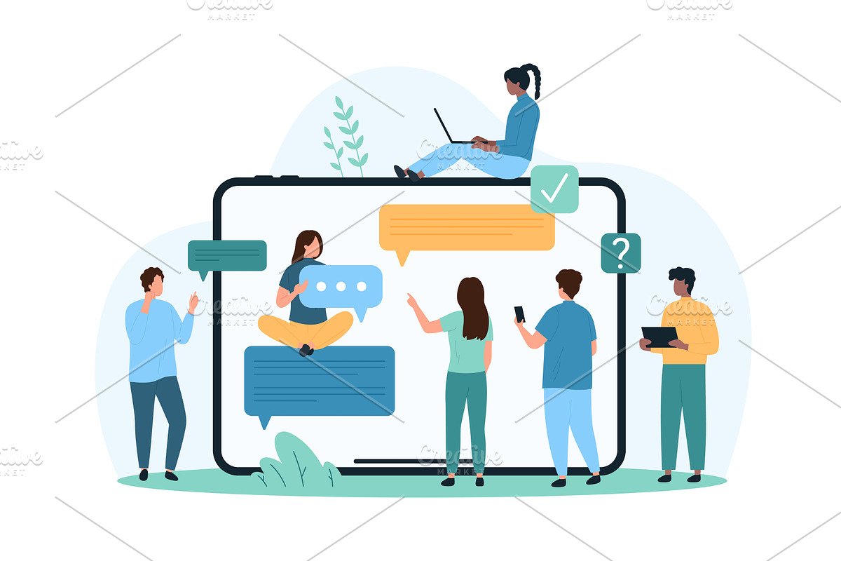 Chat messages communication via, a Technology Illustration by Flashvector