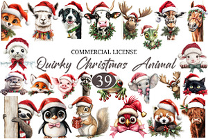 Quirky Christmas Animal Peeking Clip, a Seasonal Illustration by designcity5