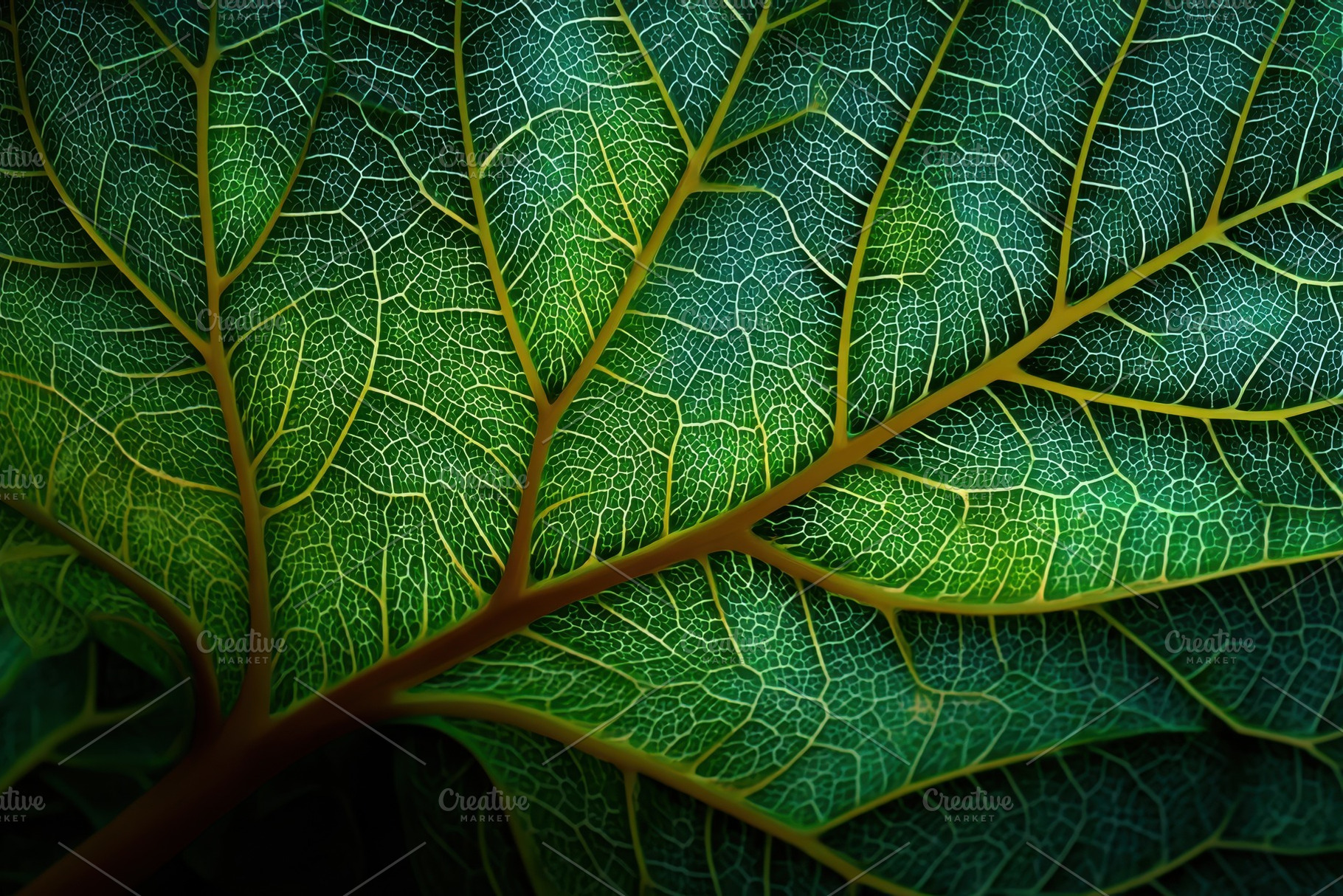 Green leaf veins intricate pattern n, a Photo by Pixeness Studio