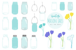 Mason Jars - Vector & PNG