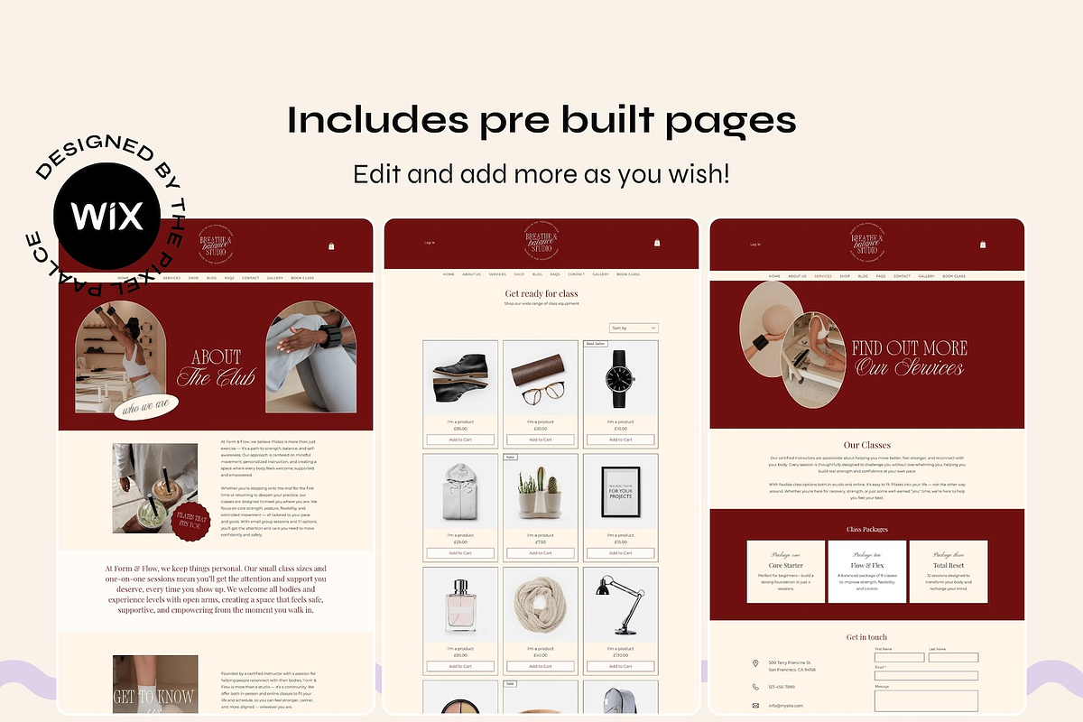 Wix Website Template Burgundy Luxe, a Wix Template by The Pixel Palace (Photo 4 of 10)