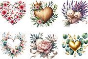 Wedding Hearts with Flowers Clipart, an Illustration by Designking (Thumbnail 2 of 4)