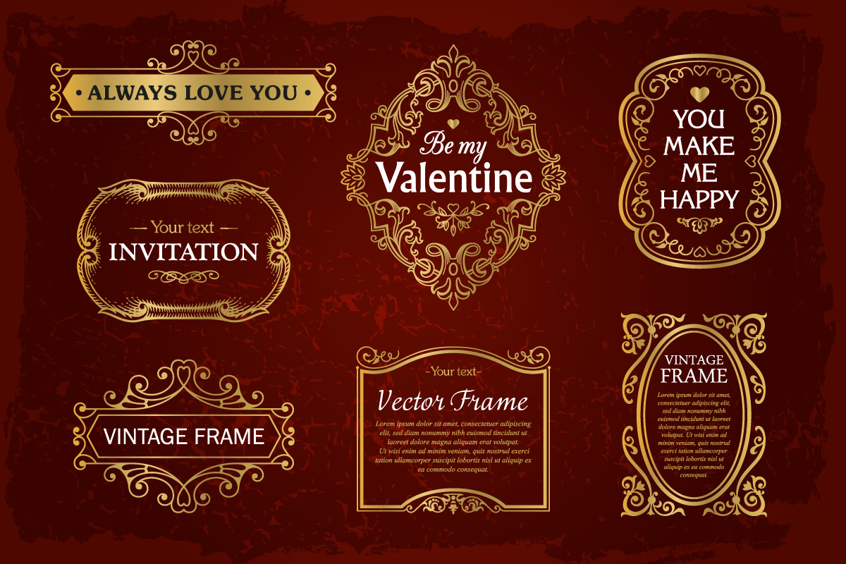 15 Golden Frames Backgrounds Set #2, an Object Graphic by Digiselector Design Goods (Photo 4 of 5)