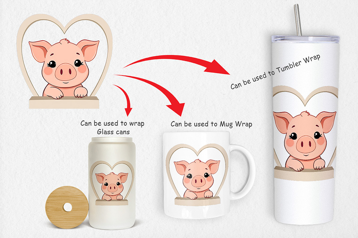 Clipart Heart Pig, a Graphic by Artnoy (Photo 4 of 5)