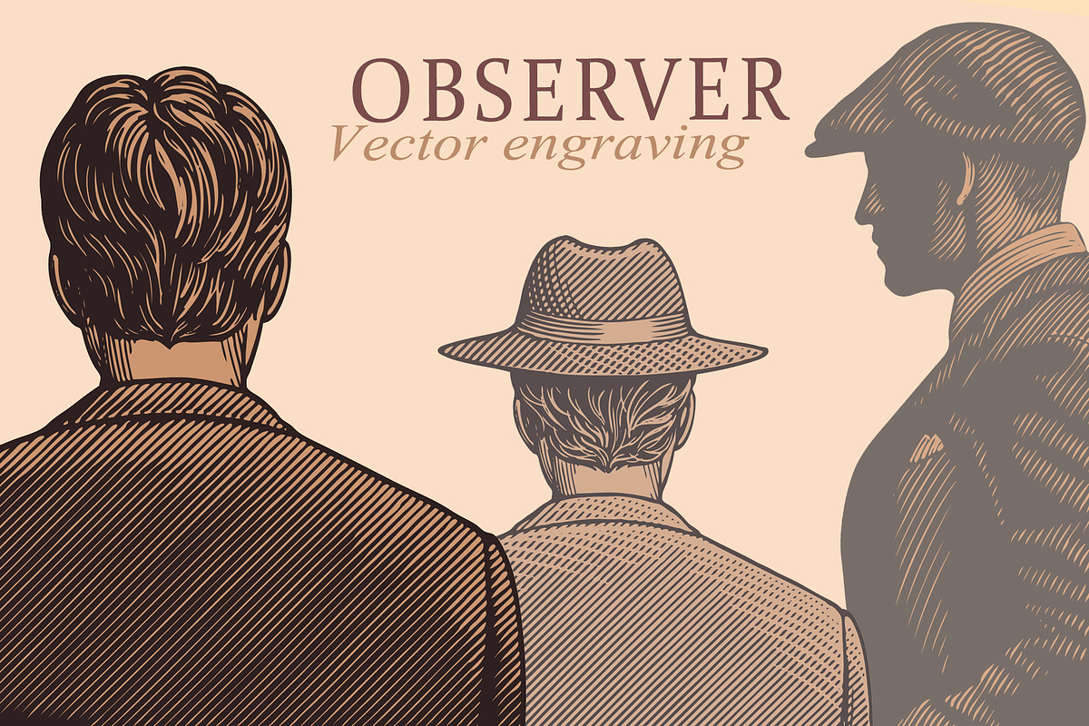 Observer . Vector engraving, a Decorative Illustration by Vector Engraving (Photo 1 of 3)