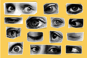 Eyes collage. Woman eye look, an Illustration by Stock-Smart-Start