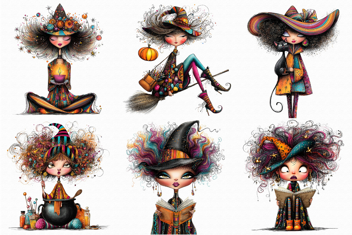 Whimsical Witches Clipart, an Illustration by Libby Wishes (Photo 7 of 7)