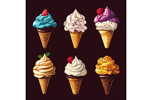 Set of Ice Cream in Modern Style, a Food Illustration by LadadikArt