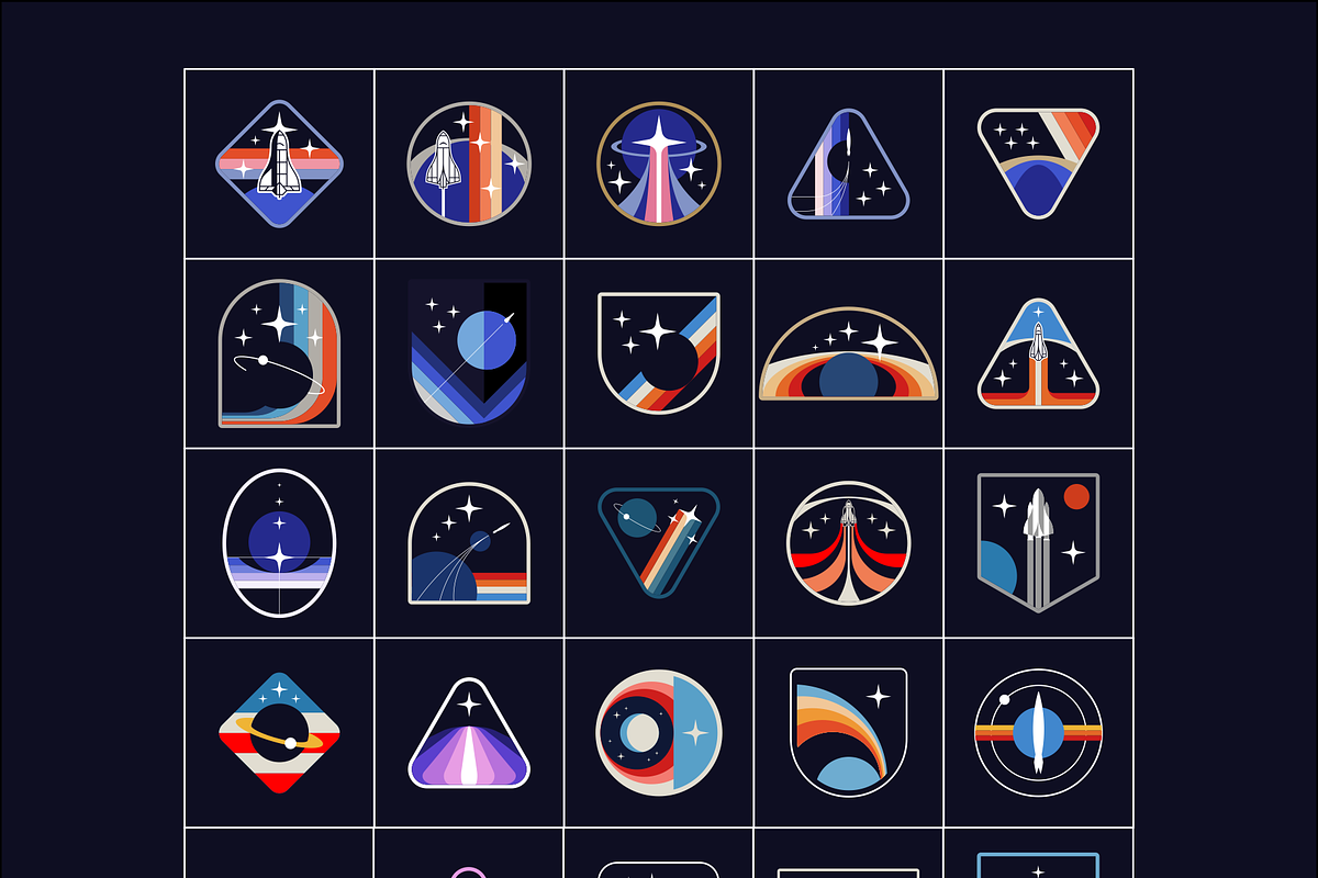 Retro Space Badges, an Illustration by Firowerk (Photo 5 of 5)