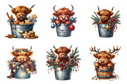 Christmas Highland Cows Clipart, an Illustration by SinaCreation (Thumbnail 4 of 7)