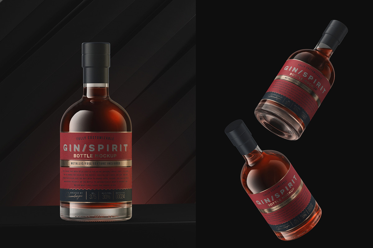 Gin Bottle Mockup V2, a Product Mockup by HexenDesigns (Photo 2 of 14)