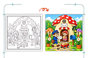 Mushroom Village Coloring Book, a Decorative Illustration by Coco Bloom (Thumbnail 3 of 8)