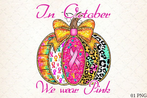 In October We Wear Pink Pumpkin Shir, an Illustration by Libby Wishes