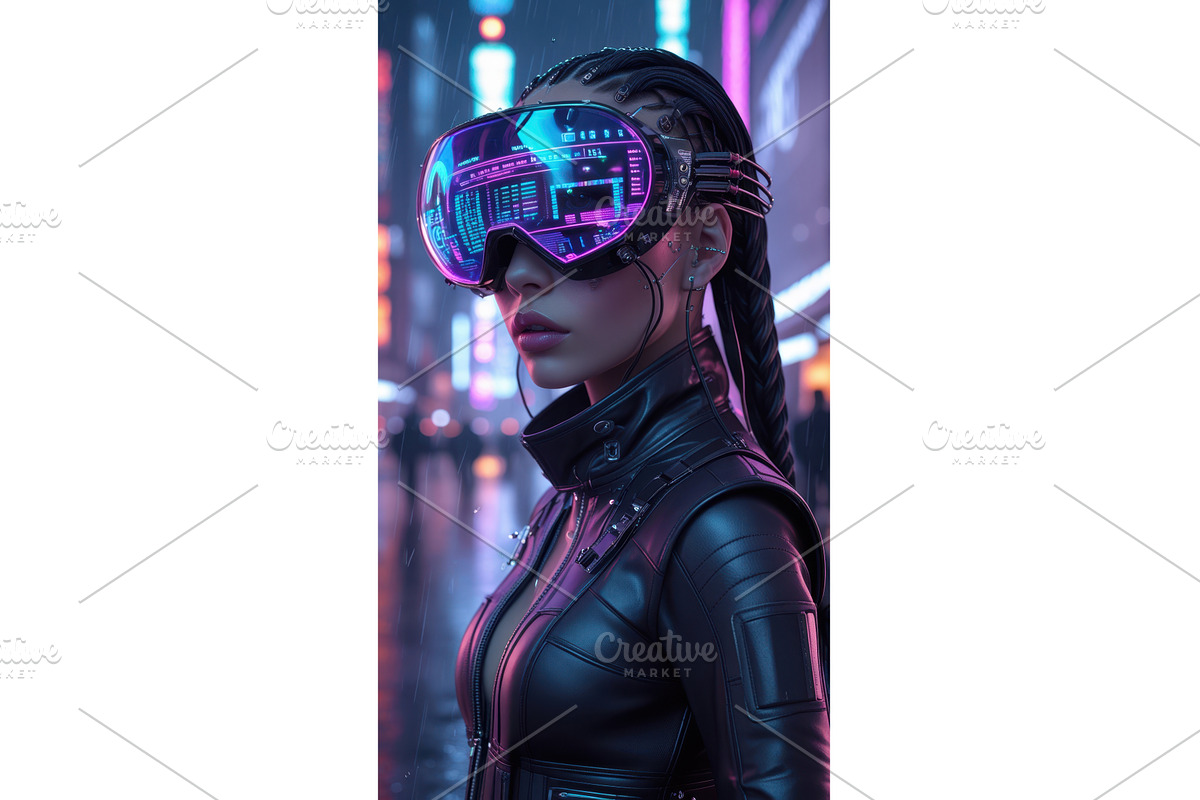 Futuristic woman in cyberpunk attire, an Illustration by tilialucida