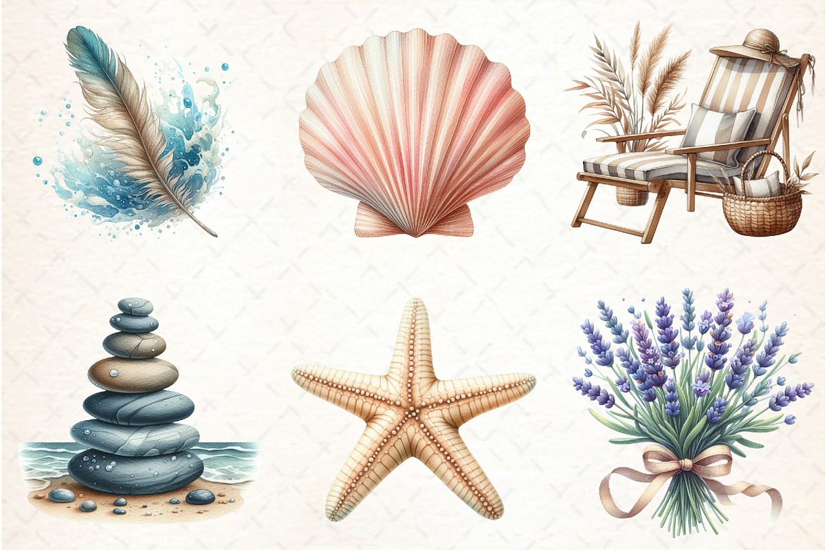 Summer Coastal Serenity Clipart, an Illustration by Libby Wishes (Photo 3 of 7)