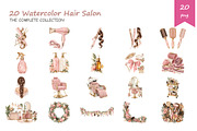 Watercolor Hair Salon Clipart, a Decorative Illustration by BerryPieArt (Thumbnail 2 of 4)