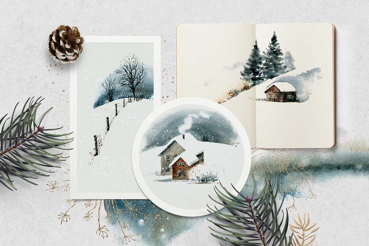 TOUCH OF SNOW Watercolor set, an Illustration by Lemaris (Photo 3 of 11)