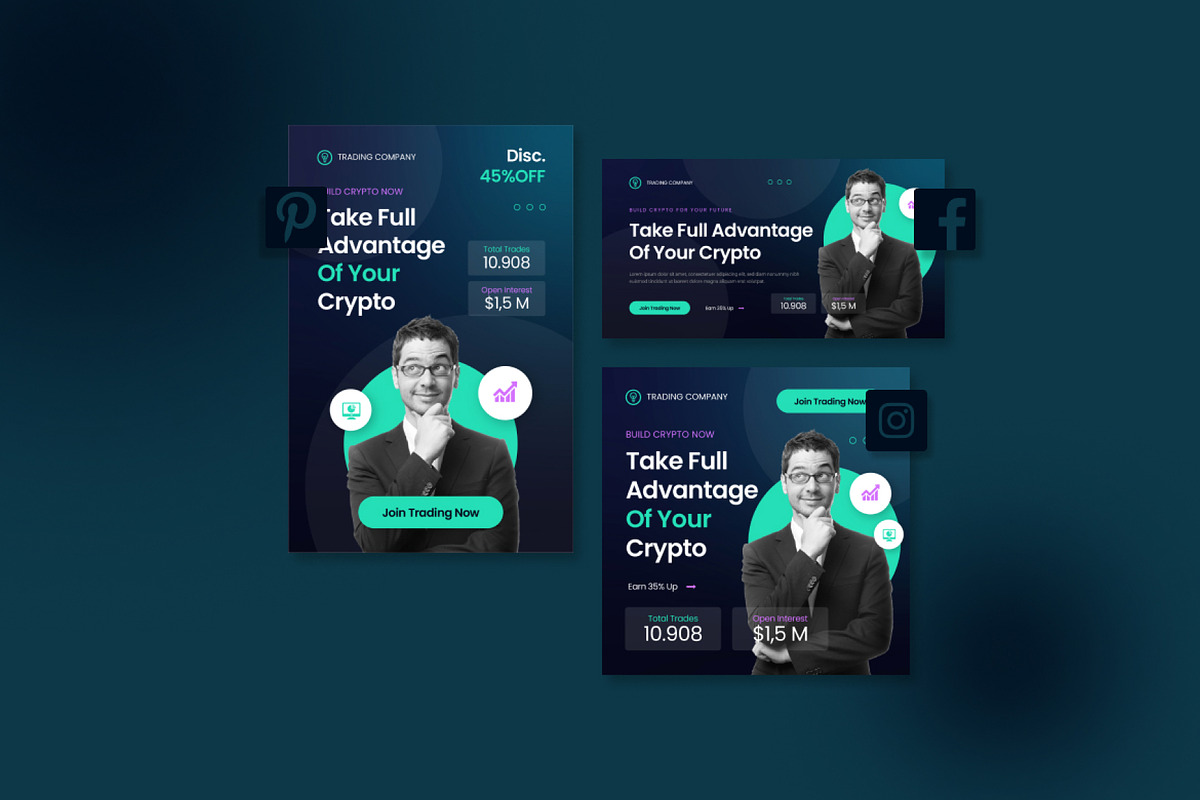 Crypto Trading Social Media Banner, a Social Media Template by Formatika Studio (Photo 3 of 3)