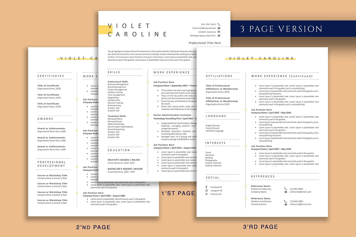 Professional Resume Template Word, a Resume Template by VictoriousVita (Photo 4 of 8)