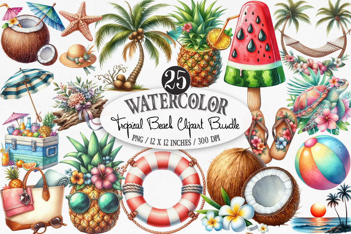 Tropical Beach Bundle Sublimation, an Illustration by Designking (Photo 1 of 4)