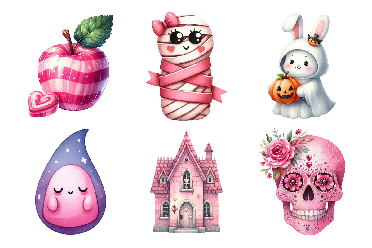 Charm Pink Halloween Clipart, an Illustration by Daily.Designs (Photo 3 of 5)
